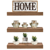 Rustic Rectangle Floating Shelves (3-Pack) - Sorbus Home